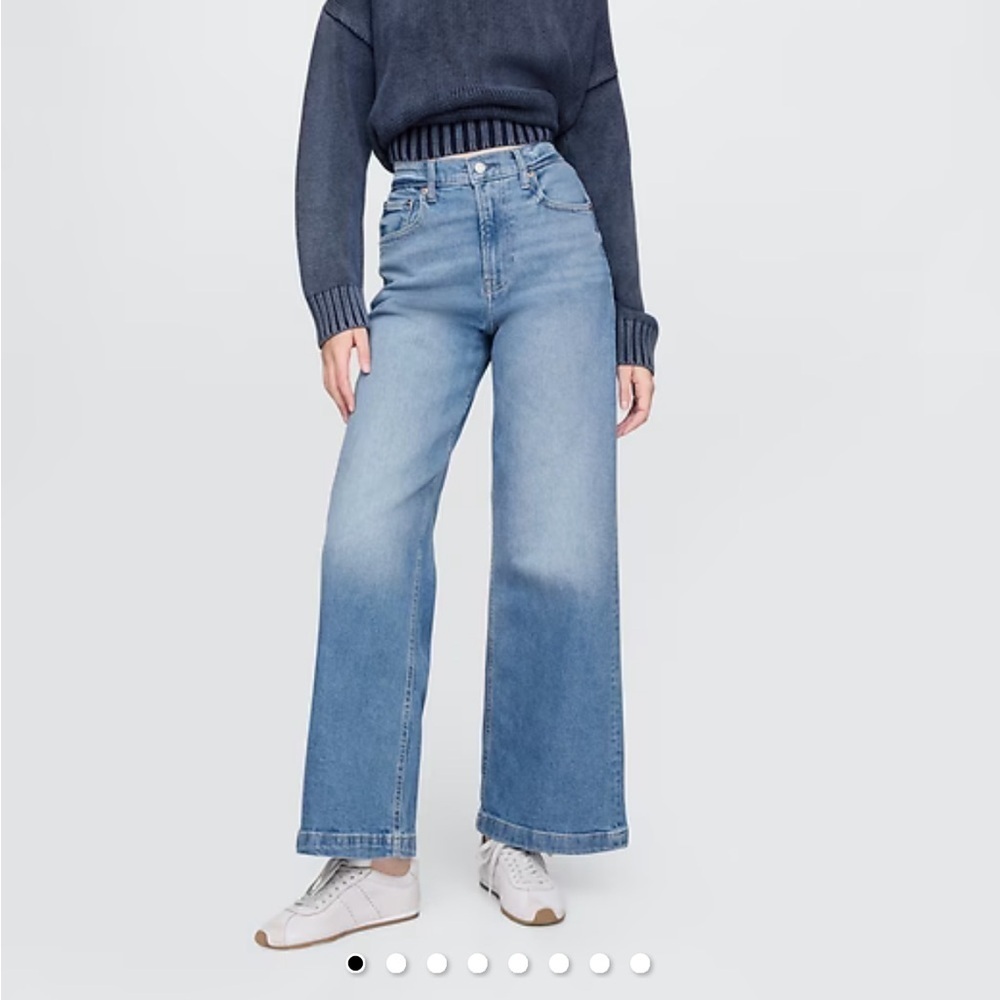 Gap jeans wide leg crop ankle high rise stride angle medium wash 33 / 16 short